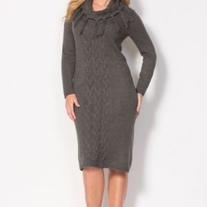 1X Sweater Dress. Cowl Neck.